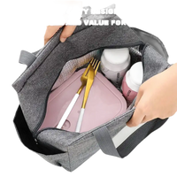 Gray insulated lunch bag.