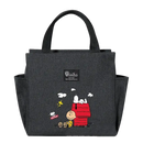 Gray tote bag with cartoon characters.