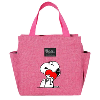 Pink Snoopy tote bag.