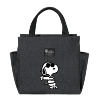 Gray lunch bag with Snoopy.