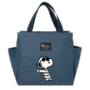 Blue tote bag with Snoopy design.