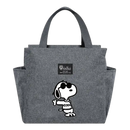 Gray tote bag with Snoopy design.