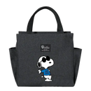 Gray tote bag with Snoopy design.