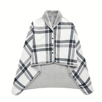 1pc Wearable Blankets Shawl Blanket Flannel Lazy Casual Office Blanket - black