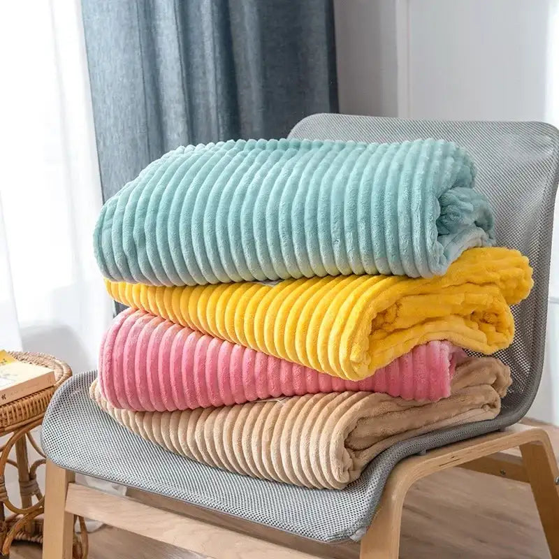 Soft Striped Flannel Throw: Pink & Blue Bliss