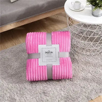 Striped Flannel Blankets For Beds Solid Pink Blue Color Soft Warm Mink Throw Sofa Cover Bedspread Beach Airplane Travel
