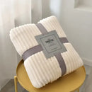 Striped Flannel Blankets For Beds Solid Pink Blue Color Soft Warm Mink Throw Sofa Cover Bedspread Beach Airplane Travel