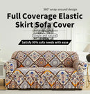 1 PC Printed sofa cover with skirt high elasticity soft hand feel pet stain resistant decorative sofa