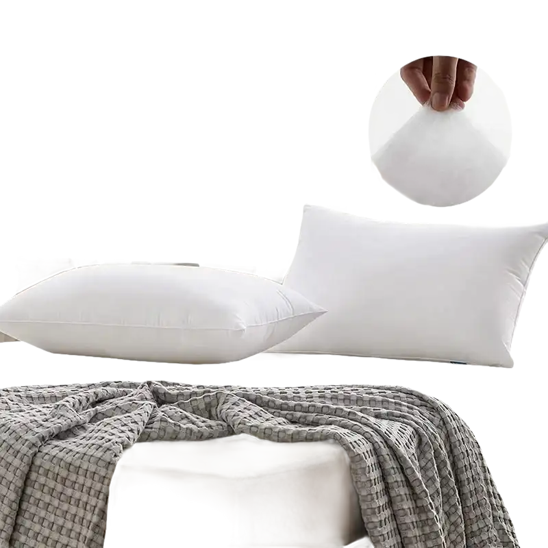 White fiber-filled pillows.