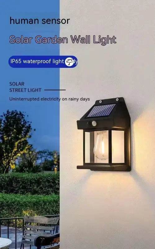 Solar garden wall light.
