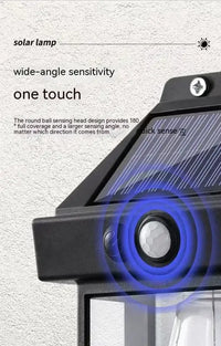 Solar-powered motion sensor light.