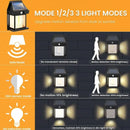 Solar-powered outdoor light with motion sensor modes.