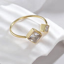 Radiant Square Zircon Steel Ring - South Korea Style