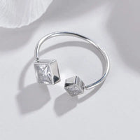 Radiant Square Zircon Steel Ring - South Korea Style