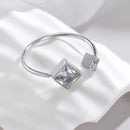 Radiant Square Zircon Steel Ring - South Korea Style - Steel Color