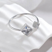 Radiant Square Zircon Steel Ring - South Korea Style - Steel Color