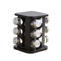 SpiceMaster Glass Jar Set with Stainless Rack - Black