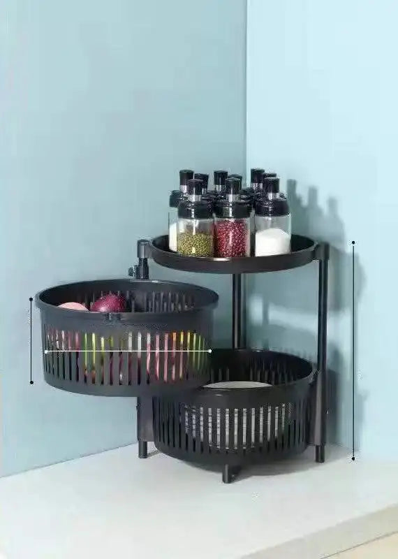 SpinShelf - Multilayer Kitchen Storage - Black / Two layers