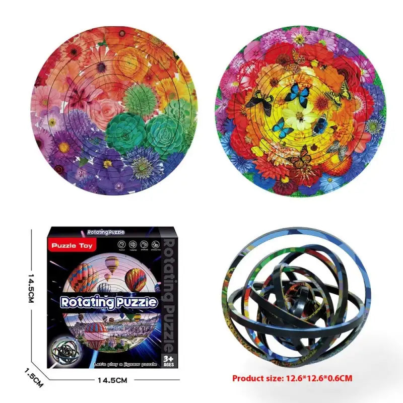 Rotating Puzzle Decompression 3D Educational Toys - Rainbow Flower