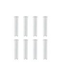 Eight white shower head filter cartridges.