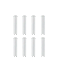 Eight white shower head filter cartridges.
