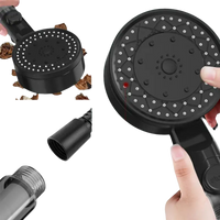 Black shower head with multiple spray settings.