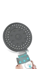 Handheld shower head with multiple spray modes.