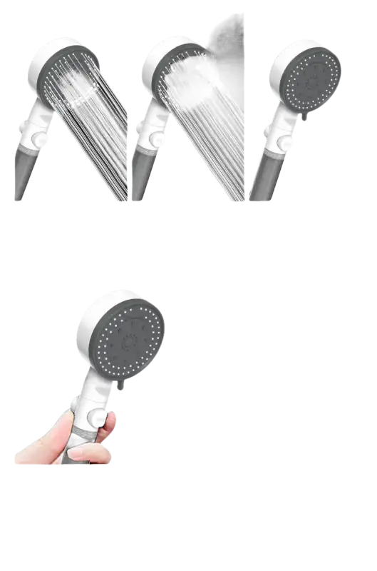 Handheld shower head with multiple spray modes.