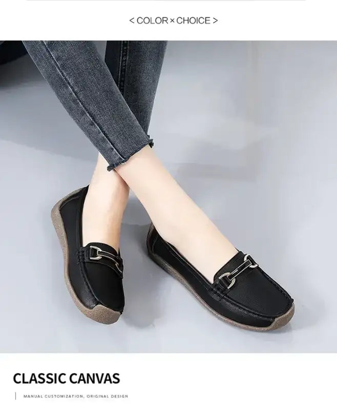 2024 New Spring /summer Women Flats Genuine Leather Moccasins Woman Casual Shoes Slip-on Loafers Female Boat Big Size