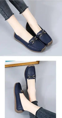 2024 New Spring /summer Women Flats Genuine Leather Moccasins Woman Casual Shoes Slip-on Loafers Female Boat Big Size