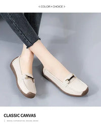 2024 New Spring /summer Women Flats Genuine Leather Moccasins Woman Casual Shoes Slip-on Loafers Female Boat Big Size