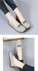 2024 New Spring /summer Women Flats Genuine Leather Moccasins Woman Casual Shoes Slip-on Loafers Female Boat Big Size