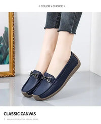 2024 New Spring /summer Women Flats Genuine Leather Moccasins Woman Casual Shoes Slip-on Loafers Female Boat Big Size