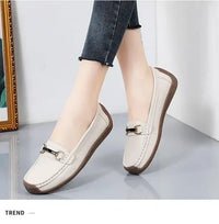 2024 New Spring /summer Women Flats Genuine Leather Moccasins Woman Casual Shoes Slip-on Loafers Female Boat Big Size