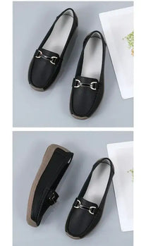 2024 New Spring /summer Women Flats Genuine Leather Moccasins Woman Casual Shoes Slip-on Loafers Female Boat Big Size