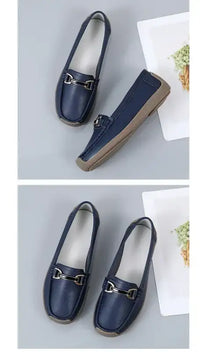 2024 New Spring /summer Women Flats Genuine Leather Moccasins Woman Casual Shoes Slip-on Loafers Female Boat Big Size