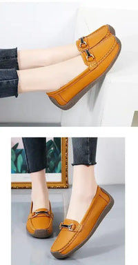 2024 New Spring /summer Women Flats Genuine Leather Moccasins Woman Casual Shoes Slip-on Loafers Female Boat Big Size