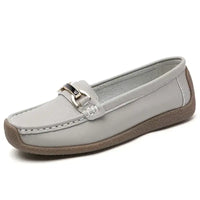 2024 New Spring /summer Women Flats Genuine Leather Moccasins Woman Casual Shoes Slip-on Loafers Female Boat Big Size