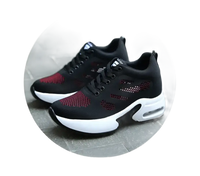 Black and red athletic shoes.