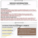 Customer service information.