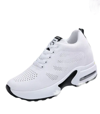 White athletic shoe with black accents.