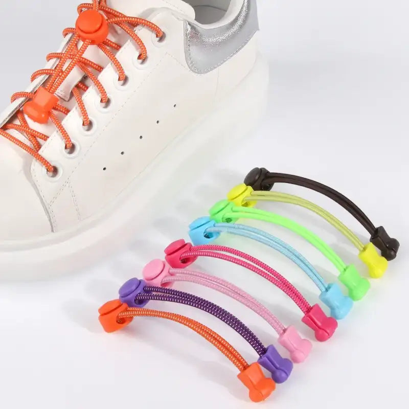 1 Pair No Tie Shoelaces Round Push The Spring Lock Sports Elastic Shoelace Suitable For All Shoes Lazy Laces Shoe