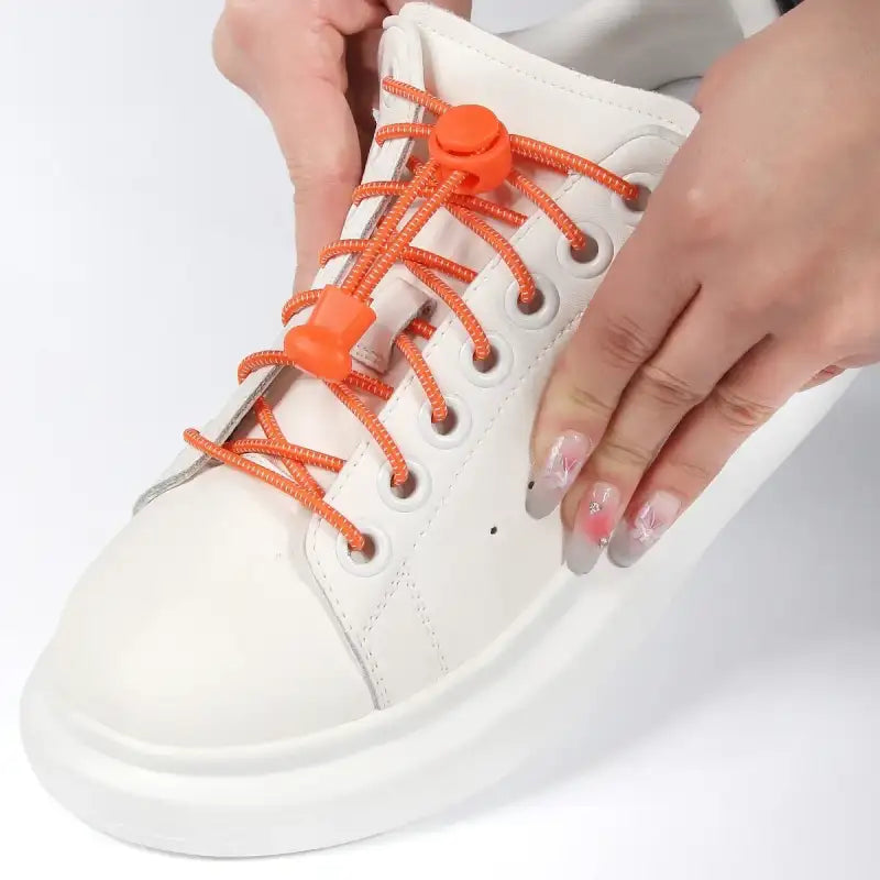 1 Pair No Tie Shoelaces Round Push The Spring Lock Sports Elastic Shoelace Suitable For All Shoes Lazy Laces Shoe