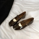 Women Patent Leather Mary Janes Shoes Ladies Summer New Fashion Square Toe Comfortable Pointed Toe Ballet Flat Casual