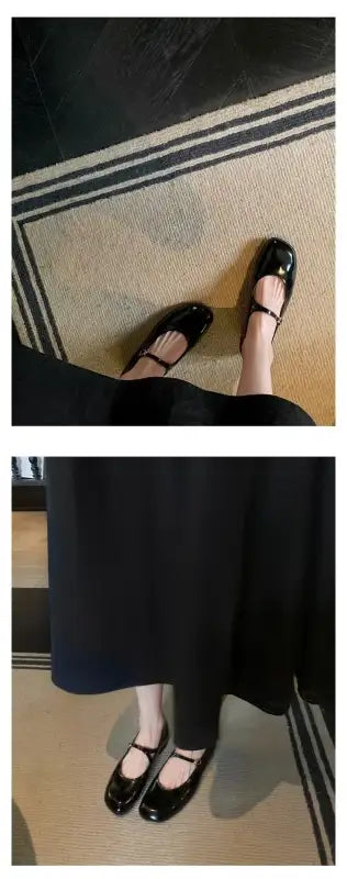 Women Patent Leather Mary Janes Shoes Ladies Summer New Fashion Square Toe Comfortable Pointed Toe Ballet Flat Casual