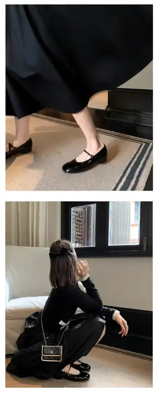 Women Patent Leather Mary Janes Shoes Ladies Summer New Fashion Square Toe Comfortable Pointed Toe Ballet Flat Casual