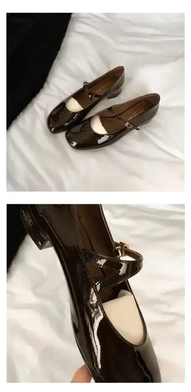 Women Patent Leather Mary Janes Shoes Ladies Summer New Fashion Square Toe Comfortable Pointed Toe Ballet Flat Casual