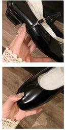 Women Patent Leather Mary Janes Shoes Ladies Summer New Fashion Square Toe Comfortable Pointed Toe Ballet Flat Casual