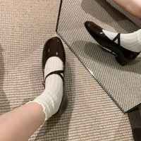 Women Patent Leather Mary Janes Shoes Ladies Summer New Fashion Square Toe Comfortable Pointed Toe Ballet Flat Casual