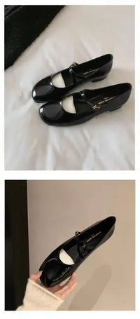 Women Patent Leather Mary Janes Shoes Ladies Summer New Fashion Square Toe Comfortable Pointed Toe Ballet Flat Casual